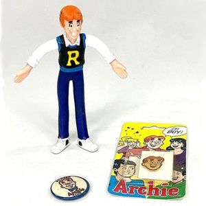 Archie Bendable Figures & 2 Vintage Pins